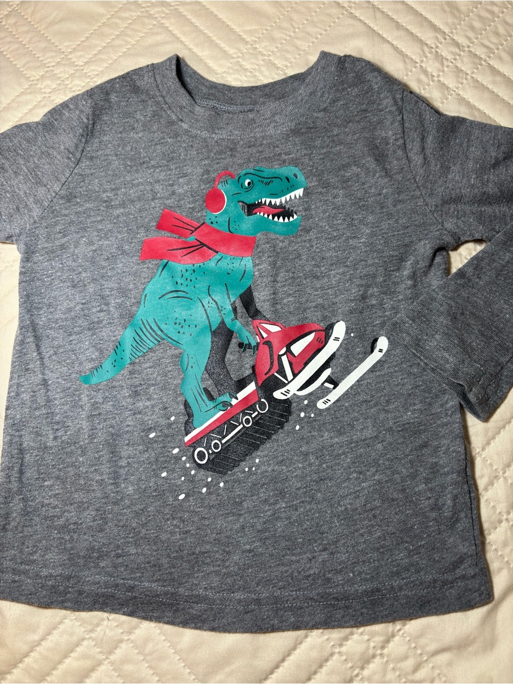 jumping beans 18M Holiday Dinosaur and Snowmobile Graphic Tee
